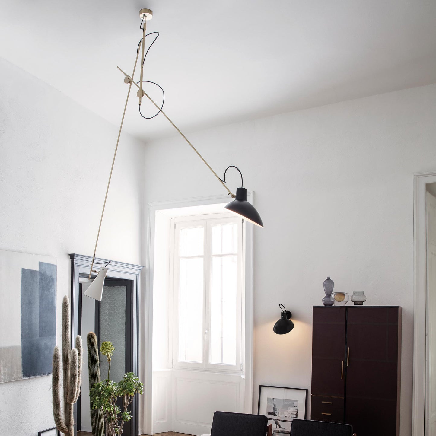 Suspension Lamp VV Cinquanta by Astep #Brass Structure / Black and White Reflectors