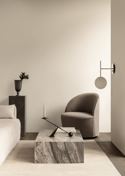 Plinth table, low, Grey Galaxy marble