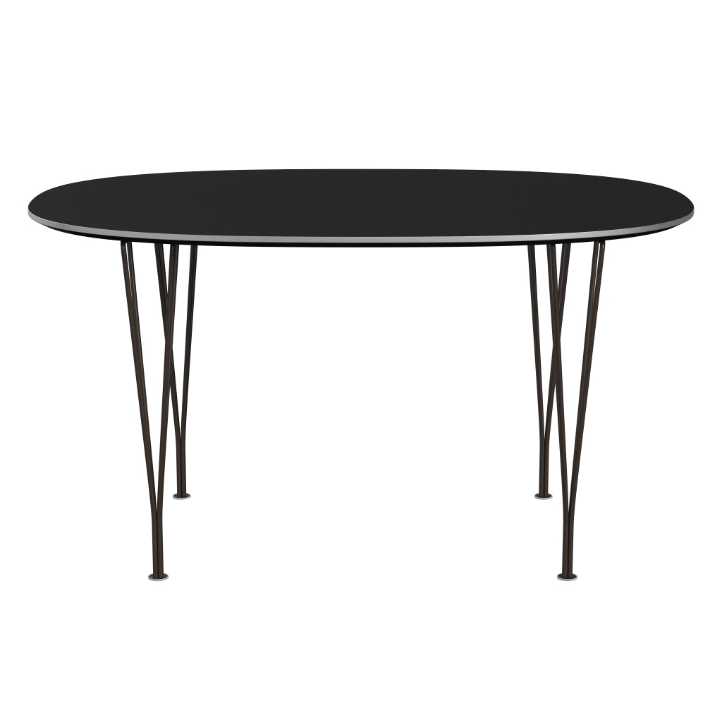 Superellipse™ - B611, Dining Table, 135 X 90 Cm (Table Height - 72 Cm) by Fritz Hansen #Fenix / Black (720)/Brushed metal / Aluminium - Matt/Powder Coated Steel / Brown Bronze (390)