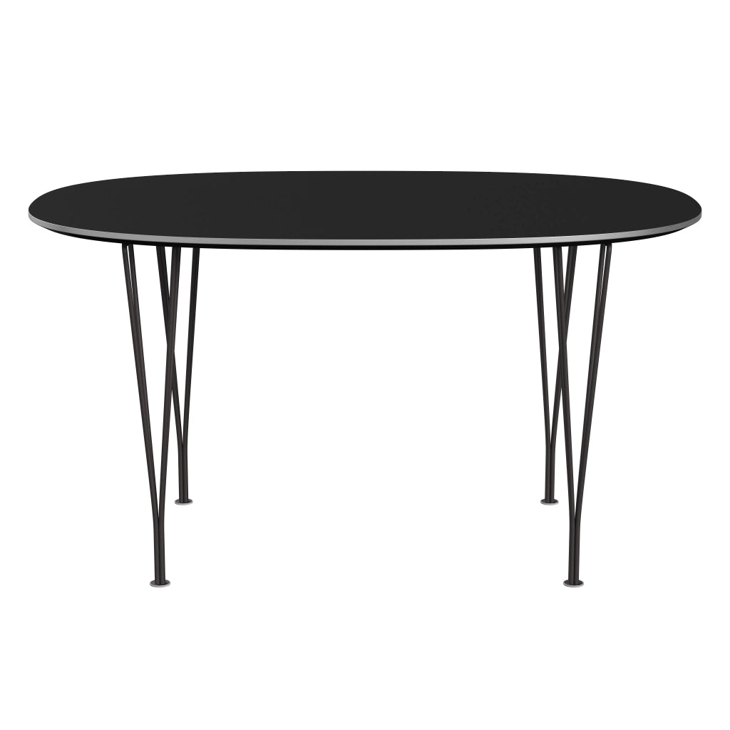 Superellipse™ - B611, Dining Table, 135 X 90 Cm (Table Height - 72 Cm) by Fritz Hansen #Fenix / Black (720)/Brushed metal / Aluminium - Matt/Powder Coated Steel / Warm Graphite (180)