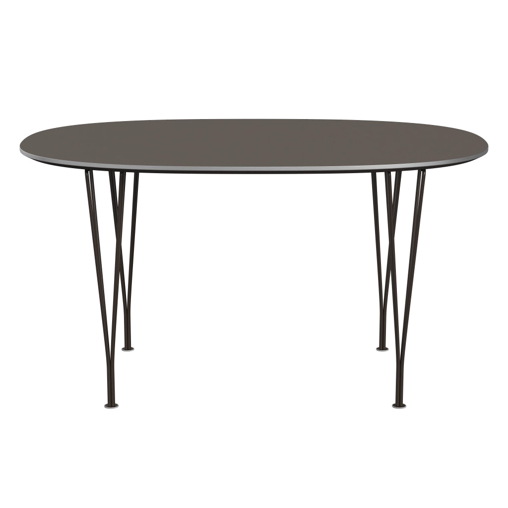 Superellipse™ - B611, Dining Table, 135 X 90 Cm (Table Height - 72 Cm) by Fritz Hansen #Fenix / Grey (718)/Brushed metal / Aluminium - Matt/Powder Coated Steel / Brown Bronze (390)