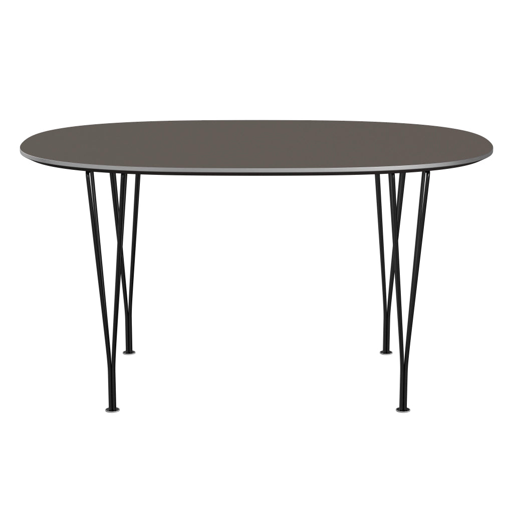 Superellipse™ - B611, Dining Table, 135 X 90 Cm (Table Height - 72 Cm) by Fritz Hansen #Fenix / Grey (718)/Brushed metal / Aluminium - Matt/Powder Coated Steel / Black (190)