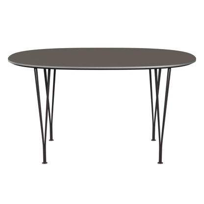 Superellipse™ - B611, Dining Table, 135 X 90 Cm (Table Height - 72 Cm) by Fritz Hansen #Fenix / Grey (718)/Brushed metal / Aluminium - Matt/Powder Coated Steel / Warm Graphite (180)