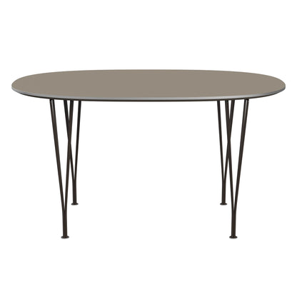 Superellipse™ - B611, Dining Table, 135 X 90 Cm (Table Height - 72 Cm) by Fritz Hansen #Fenix / Brown Ottawa (717)/Brushed metal / Aluminium - Matt/Powder Coated Steel / Brown Bronze (390)