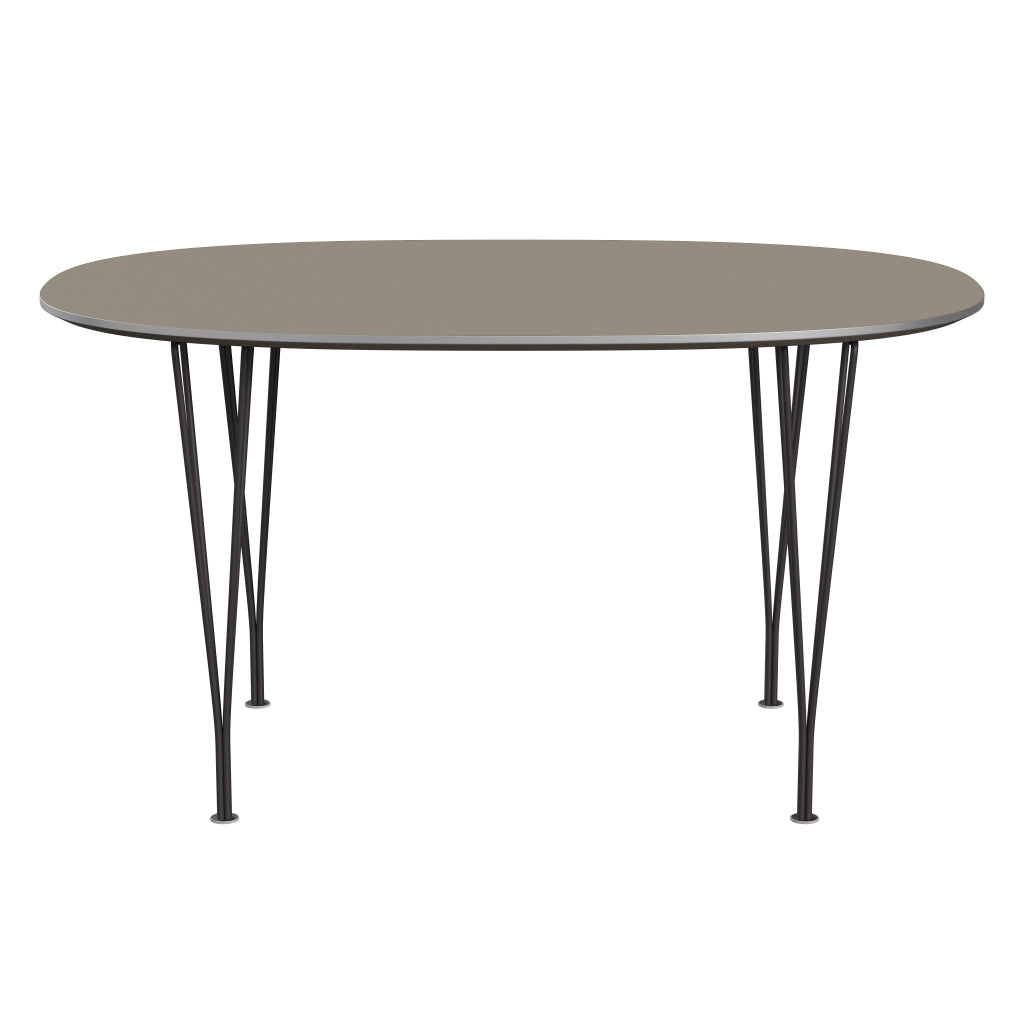 Superellipse™ - B611, Dining Table, 135 X 90 Cm (Table Height - 72 Cm) by Fritz Hansen #Fenix / Brown Ottawa (717)/Brushed metal / Aluminium - Matt/Powder Coated Steel / Warm Graphite (180)