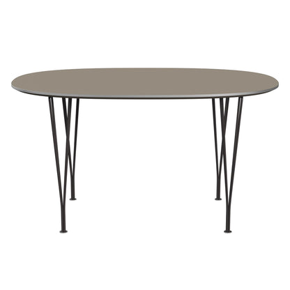 Superellipse™ - B611, Dining Table, 135 X 90 Cm (Table Height - 72 Cm) by Fritz Hansen #Fenix / Brown Ottawa (717)/Brushed metal / Aluminium - Matt/Powder Coated Steel / Warm Graphite (180)