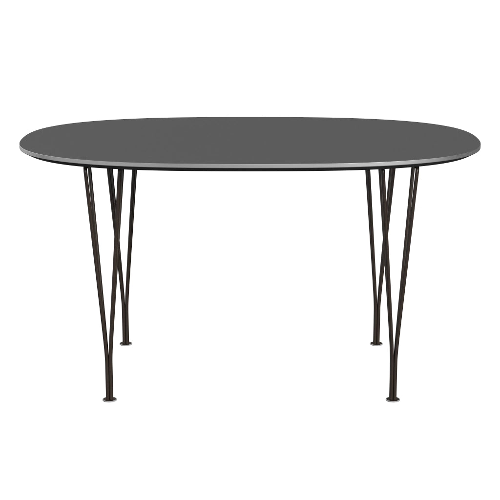 Superellipse™ - B611, Dining Table, 135 X 90 Cm (Table Height - 72 Cm) by Fritz Hansen #Fenix / Grey Bromo (724)/Brushed metal / Aluminium - Matt/Powder Coated Steel / Brown Bronze (390)