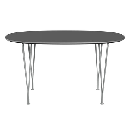 Superellipse™ - B611, Dining Table, 135 X 90 Cm (Table Height - 72 Cm) by Fritz Hansen #Fenix / Grey Bromo (724)/Brushed metal / Aluminium - Matt/Powder Coated Steel / Nine Grey (150)
