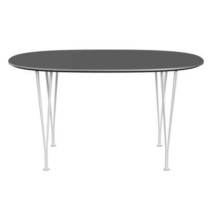 Superellipse™ - B611, Dining Table, 135 X 90 Cm (Table Height - 72 Cm) by Fritz Hansen #Fenix / Grey Bromo (724)/Brushed metal / Aluminium - Matt/Powder Coated Steel / White (100)