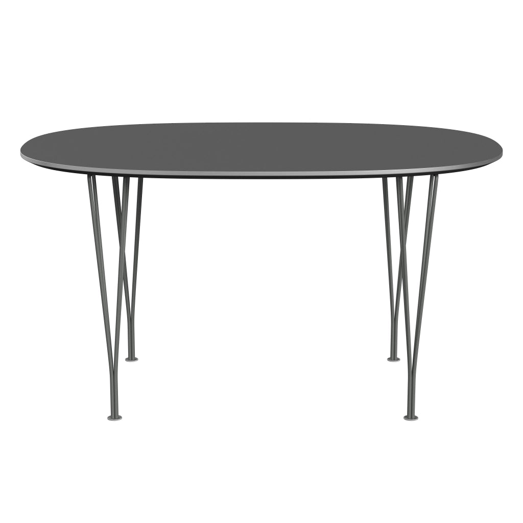 Superellipse™ - B611, Dining Table, 135 X 90 Cm (Table Height - 72 Cm) by Fritz Hansen #Fenix / Grey Bromo (724)/Brushed metal / Aluminium - Matt/Powder Coated Steel / Silver Grey (170)