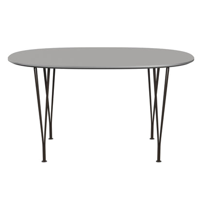 Superellipse™ - B611, Dining Table, 135 X 90 Cm (Table Height - 72 Cm) by Fritz Hansen #Fenix / Grey Efeso (725)/Brushed metal / Aluminium - Matt/Powder Coated Steel / Brown Bronze (390)