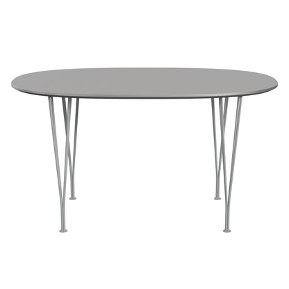 Superellipse™ - B611, Dining Table, 135 X 90 Cm (Table Height - 72 Cm) by Fritz Hansen #Fenix / Grey Efeso (725)/Brushed metal / Aluminium - Matt/Powder Coated Steel / Nine Grey (150)