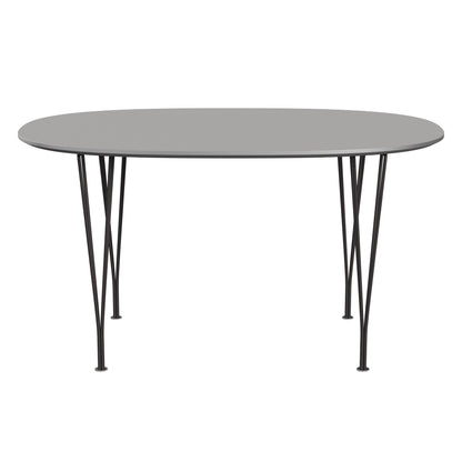Superellipse™ - B611, Dining Table, 135 X 90 Cm (Table Height - 72 Cm) by Fritz Hansen #Fenix / Grey Efeso (725)/Brushed metal / Aluminium - Matt/Powder Coated Steel / Warm Graphite (180)