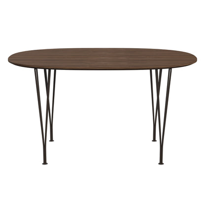 Superellipse™ - B611, Dining Table, 135 X 90 Cm (Table Height - 72 Cm) by Fritz Hansen #Clear Lacquered Veneer / Walnut (80)/Clear Lacquered Veneer / Walnut (80)/Powder Coated Steel / Brown Bronze (390)