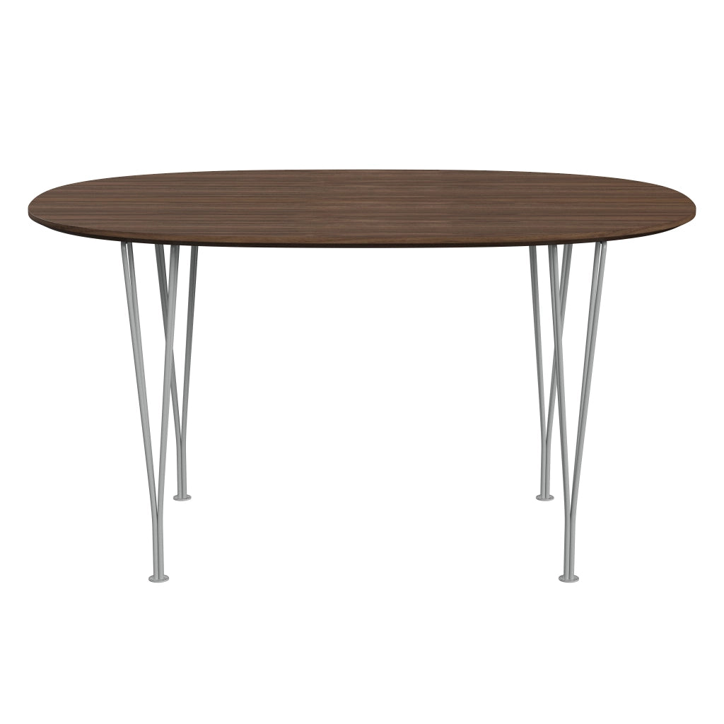 Superellipse™ - B611, Dining Table, 135 X 90 Cm (Table Height - 72 Cm) by Fritz Hansen #Clear Lacquered Veneer / Walnut (80)/Clear Lacquered Veneer / Walnut (80)/Powder Coated Steel / Nine Grey (150)