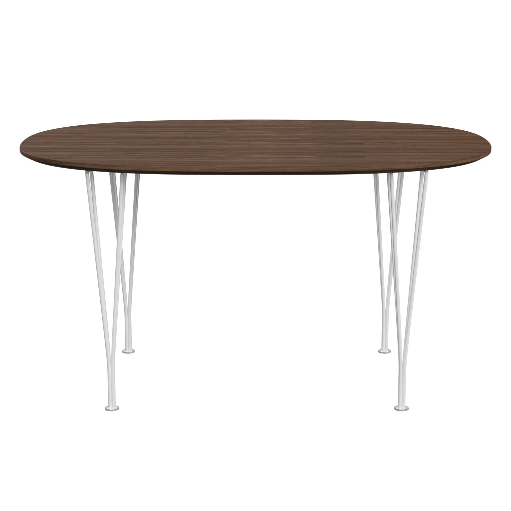 Superellipse™ - B611, Dining Table, 135 X 90 Cm (Table Height - 72 Cm) by Fritz Hansen #Clear Lacquered Veneer / Walnut (80)/Clear Lacquered Veneer / Walnut (80)/Powder Coated Steel / White (100)