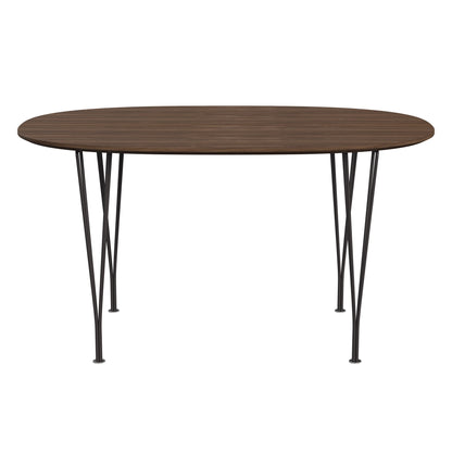 Superellipse™ - B611, Dining Table, 135 X 90 Cm (Table Height - 72 Cm) by Fritz Hansen #Clear Lacquered Veneer / Walnut (80)/Clear Lacquered Veneer / Walnut (80)/Powder Coated Steel / Warm Graphite (180)