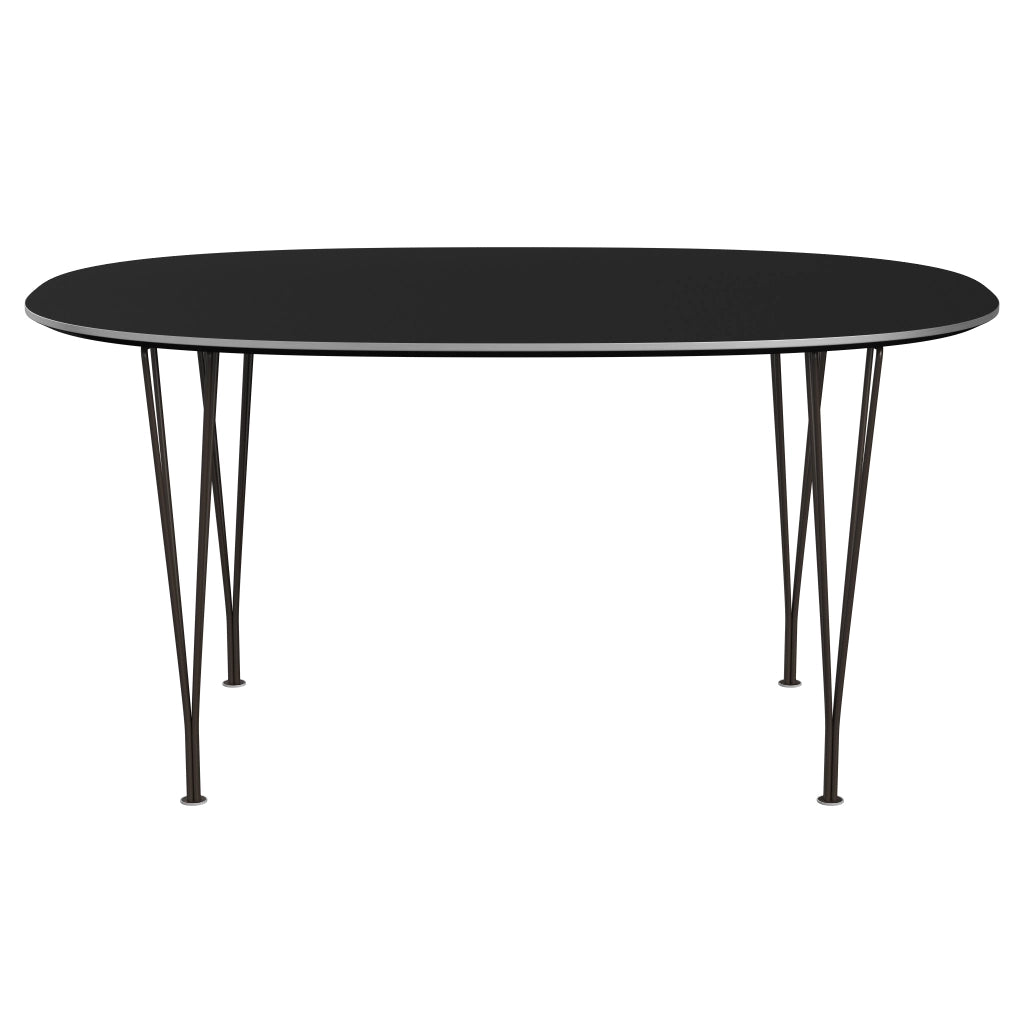 Superellipse™ - B612, Dining Table, 150 X 100 Cm (Table Height - 72 Cm) by Fritz Hansen #Fenix / Black (720)/Brushed metal / Aluminium - Matt/Powder Coated Steel / Brown Bronze (390)