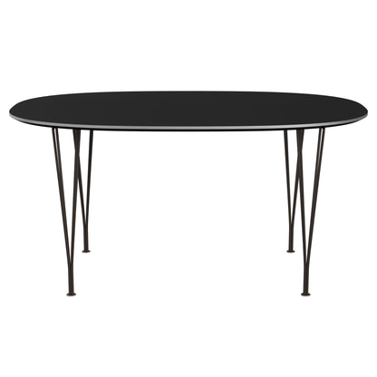 Superellipse™ - B612, Dining Table, 150 X 100 Cm (Table Height - 72 Cm) by Fritz Hansen #Fenix / Black (720)/Brushed metal / Aluminium - Matt/Powder Coated Steel / Brown Bronze (390)