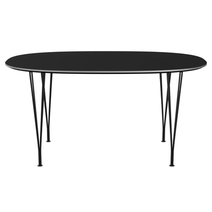 Superellipse™ - B612, Dining Table, 150 X 100 Cm (Table Height - 72 Cm) by Fritz Hansen #Fenix / Black (720)/Brushed metal / Aluminium - Matt/Powder Coated Steel / Black (190)