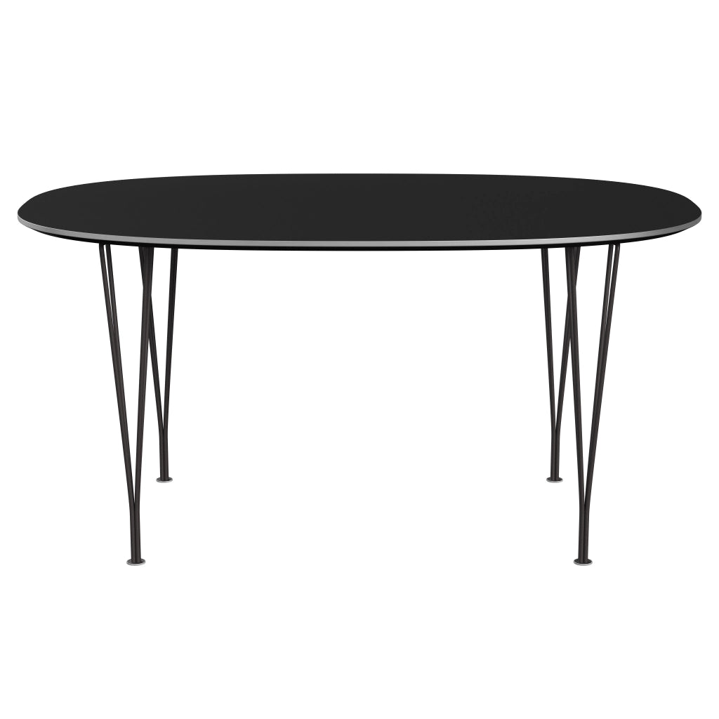 Superellipse™ - B612, Dining Table, 150 X 100 Cm (Table Height - 72 Cm) by Fritz Hansen #Fenix / Black (720)/Brushed metal / Aluminium - Matt/Powder Coated Steel / Warm Graphite (180)