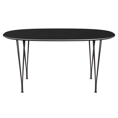 Superellipse™ - B612, Dining Table, 150 X 100 Cm (Table Height - 72 Cm) by Fritz Hansen #Fenix / Black (720)/Brushed metal / Aluminium - Matt/Powder Coated Steel / Warm Graphite (180)