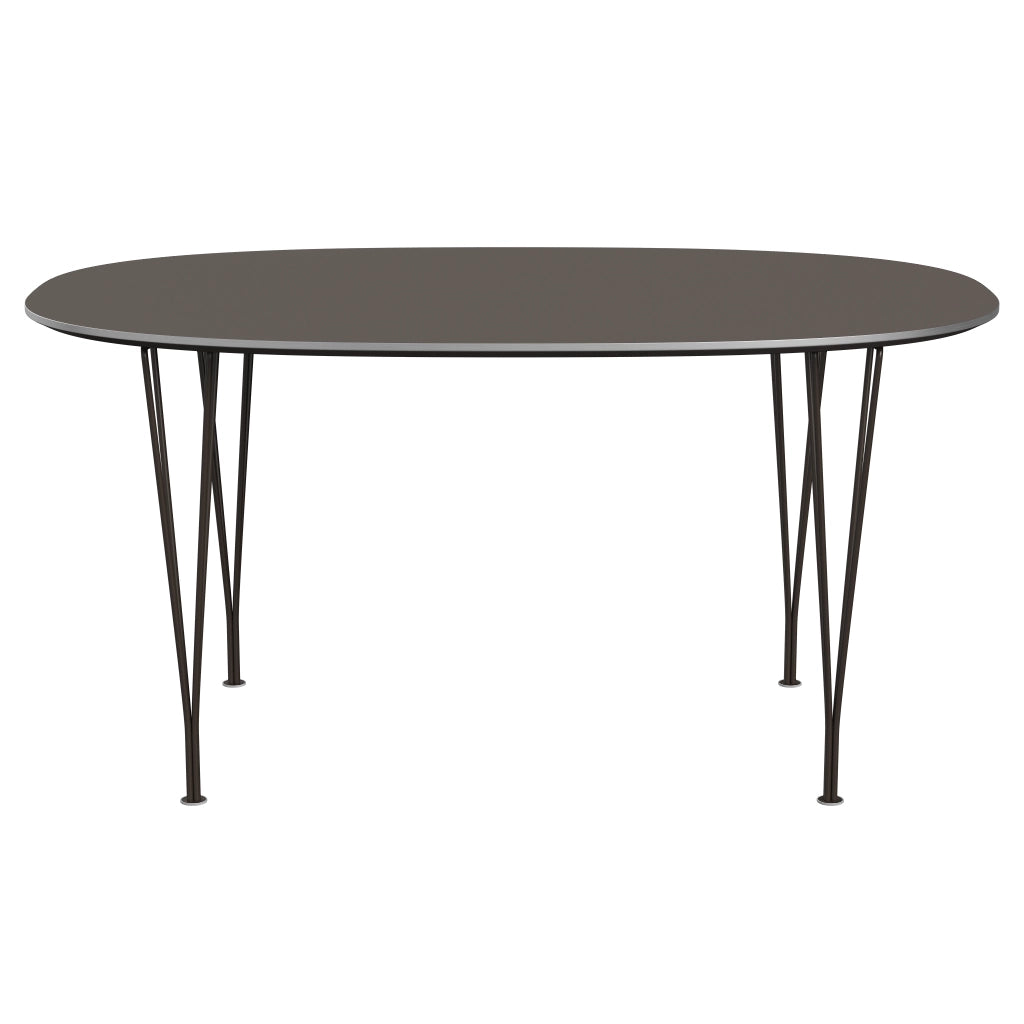 Superellipse™ - B612, Dining Table, 150 X 100 Cm (Table Height - 72 Cm) by Fritz Hansen #Fenix / Grey (718)/Brushed metal / Aluminium - Matt/Powder Coated Steel / Brown Bronze (390)