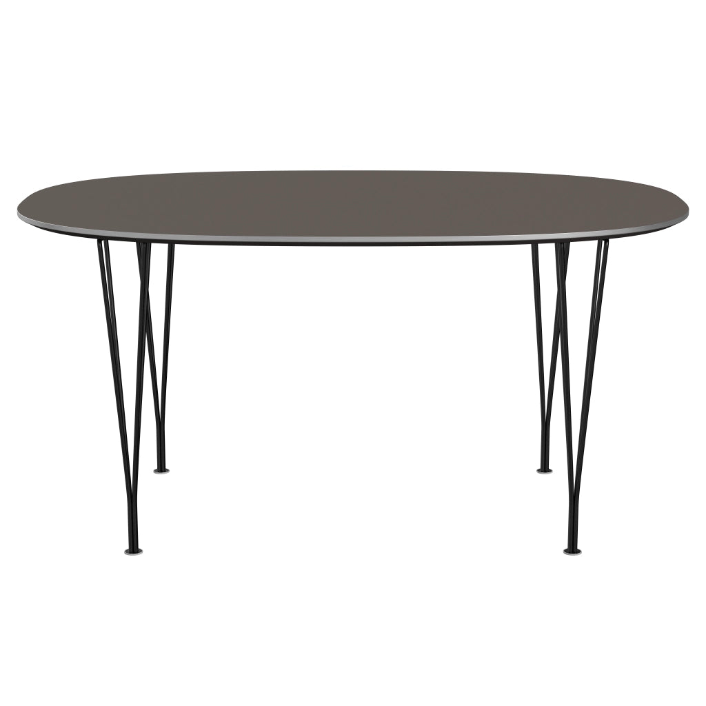 Superellipse™ - B612, Dining Table, 150 X 100 Cm (Table Height - 72 Cm) by Fritz Hansen #Fenix / Grey (718)/Brushed metal / Aluminium - Matt/Powder Coated Steel / Black (190)