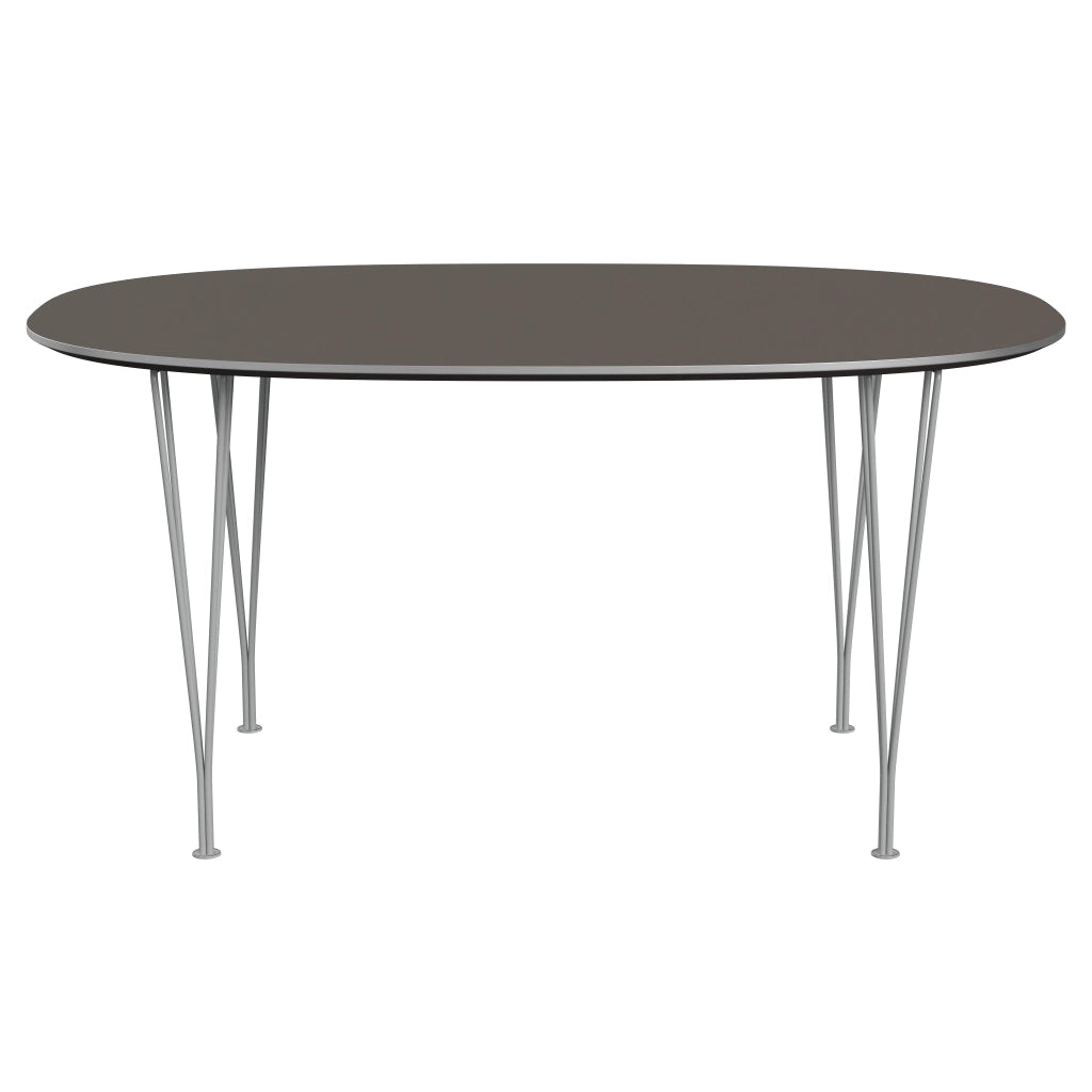 Superellipse™ - B612, Dining Table, 150 X 100 Cm (Table Height - 72 Cm) by Fritz Hansen #Fenix / Grey (718)/Brushed metal / Aluminium - Matt/Powder Coated Steel / Nine Grey (150)