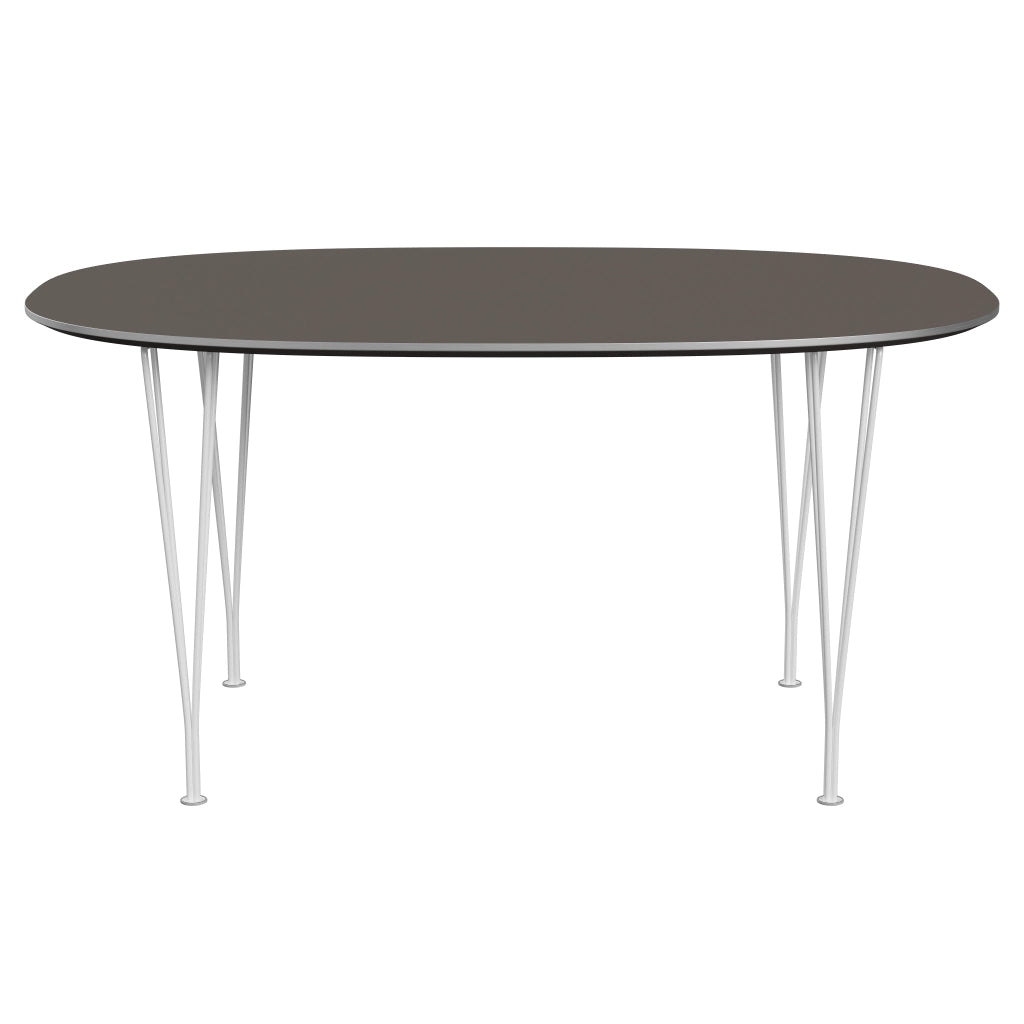 Superellipse™ - B612, Dining Table, 150 X 100 Cm (Table Height - 72 Cm) by Fritz Hansen #Fenix / Grey (718)/Brushed metal / Aluminium - Matt/Powder Coated Steel / White (100)