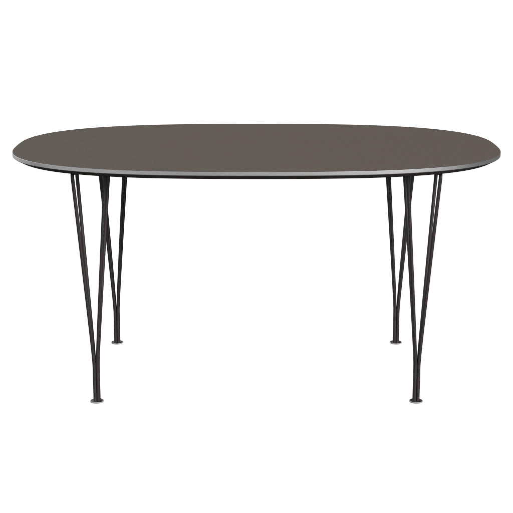 Superellipse™ - B612, Dining Table, 150 X 100 Cm (Table Height - 72 Cm) by Fritz Hansen #Fenix / Grey (718)/Brushed metal / Aluminium - Matt/Powder Coated Steel / Warm Graphite (180)