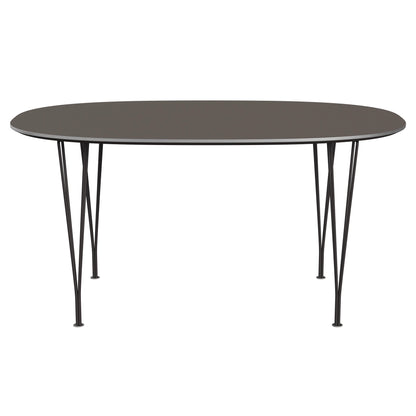 Superellipse™ - B612, Dining Table, 150 X 100 Cm (Table Height - 72 Cm) by Fritz Hansen #Fenix / Grey (718)/Brushed metal / Aluminium - Matt/Powder Coated Steel / Warm Graphite (180)