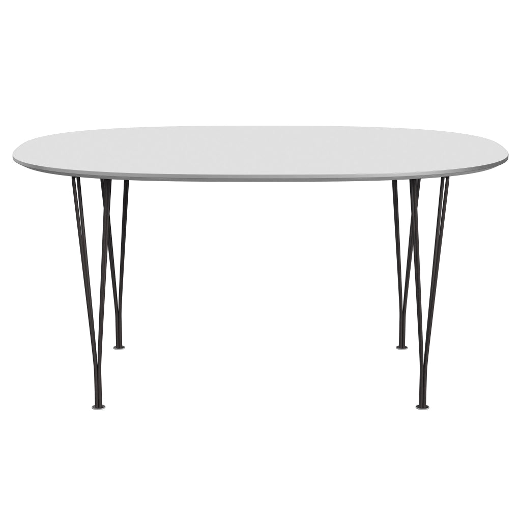 Superellipse™ - B612, Dining Table, 150 X 100 Cm (Table Height - 72 Cm) by Fritz Hansen #Fenix / White (032)/Brushed metal / Aluminium - Matt/Powder Coated Steel / Warm Graphite (180)