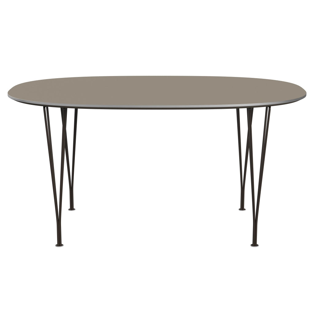 Superellipse™ - B612, Dining Table, 150 X 100 Cm (Table Height - 72 Cm) by Fritz Hansen #Fenix / Brown Ottawa (717)/Brushed metal / Aluminium - Matt/Powder Coated Steel / Brown Bronze (390)