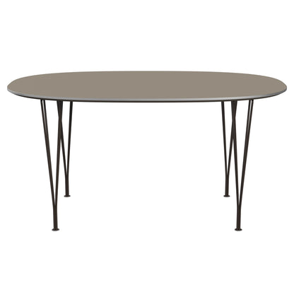 Superellipse™ - B612, Dining Table, 150 X 100 Cm (Table Height - 72 Cm) by Fritz Hansen #Fenix / Brown Ottawa (717)/Brushed metal / Aluminium - Matt/Powder Coated Steel / Brown Bronze (390)
