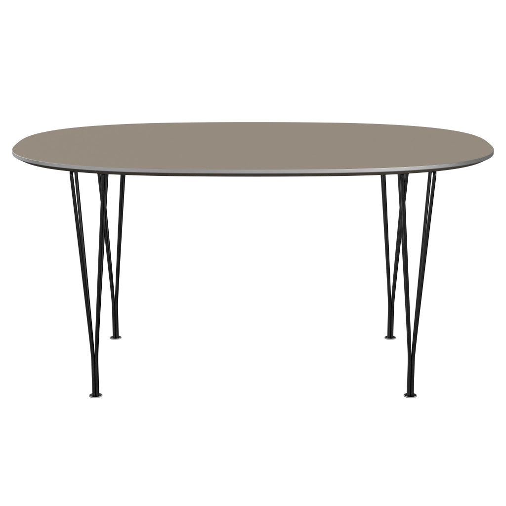 Superellipse™ - B612, Dining Table, 150 X 100 Cm (Table Height - 72 Cm) by Fritz Hansen #Fenix / Brown Ottawa (717)/Brushed metal / Aluminium - Matt/Powder Coated Steel / Black (190)