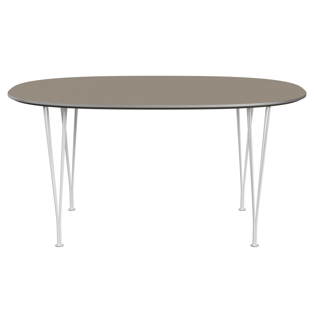 Superellipse™ - B612, Dining Table, 150 X 100 Cm (Table Height - 72 Cm) by Fritz Hansen #Fenix / Brown Ottawa (717)/Brushed metal / Aluminium - Matt/Powder Coated Steel / White (100)