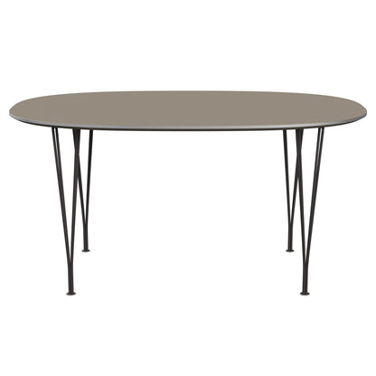Superellipse™ - B612, Dining Table, 150 X 100 Cm (Table Height - 72 Cm) by Fritz Hansen #Fenix / Brown Ottawa (717)/Brushed metal / Aluminium - Matt/Powder Coated Steel / Warm Graphite (180)