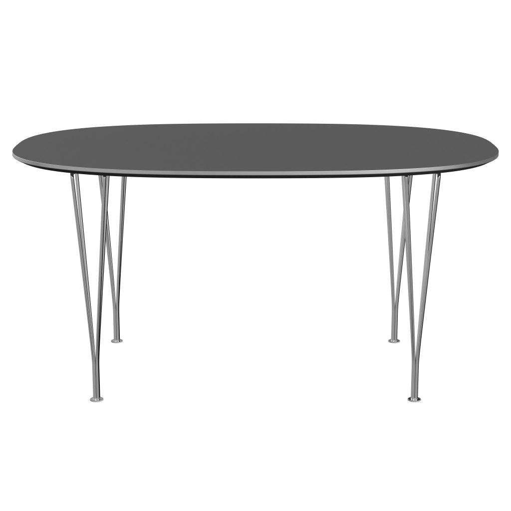 Superellipse™ - B612, Dining Table, 150 X 100 Cm (Table Height - 72 Cm) by Fritz Hansen #Fenix / Grey Bromo (724)/Brushed metal / Aluminium - Matt/Steel / Chrome