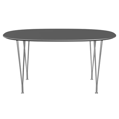 Superellipse™ - B612, Dining Table, 150 X 100 Cm (Table Height - 72 Cm) by Fritz Hansen #Fenix / Grey Bromo (724)/Brushed metal / Aluminium - Matt/Steel / Chrome