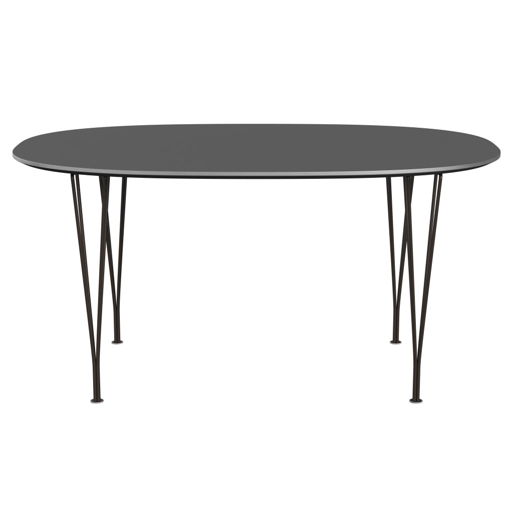 Superellipse™ - B612, Dining Table, 150 X 100 Cm (Table Height - 72 Cm) by Fritz Hansen #Fenix / Grey Bromo (724)/Brushed metal / Aluminium - Matt/Powder Coated Steel / Brown Bronze (390)