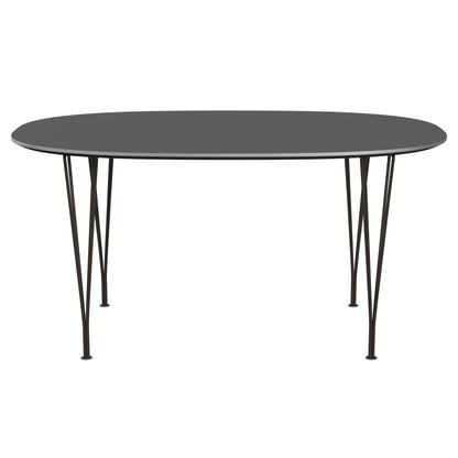 Superellipse™ - B612, Dining Table, 150 X 100 Cm (Table Height - 72 Cm) by Fritz Hansen #Fenix / Grey Bromo (724)/Brushed metal / Aluminium - Matt/Powder Coated Steel / Brown Bronze (390)
