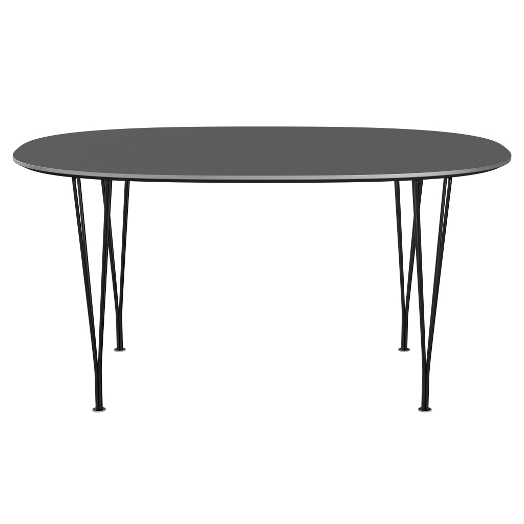 Superellipse™ - B612, Dining Table, 150 X 100 Cm (Table Height - 72 Cm) by Fritz Hansen #Fenix / Grey Bromo (724)/Brushed metal / Aluminium - Matt/Powder Coated Steel / Black (190)