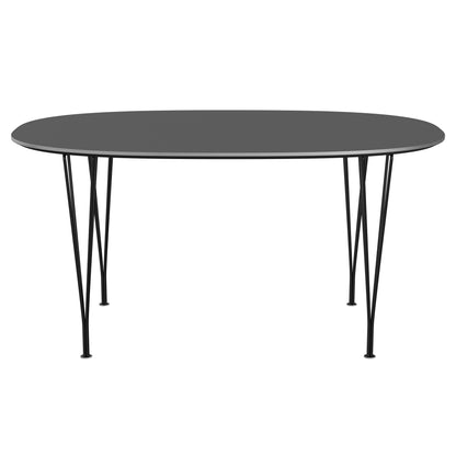 Superellipse™ - B612, Dining Table, 150 X 100 Cm (Table Height - 72 Cm) by Fritz Hansen #Fenix / Grey Bromo (724)/Brushed metal / Aluminium - Matt/Powder Coated Steel / Black (190)