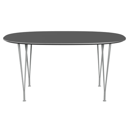 Superellipse™ - B612, Dining Table, 150 X 100 Cm (Table Height - 72 Cm) by Fritz Hansen #Fenix / Grey Bromo (724)/Brushed metal / Aluminium - Matt/Powder Coated Steel / Nine Grey (150)