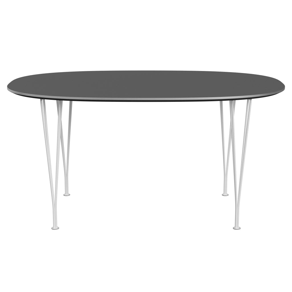 Superellipse™ - B612, Dining Table, 150 X 100 Cm (Table Height - 72 Cm) by Fritz Hansen #Fenix / Grey Bromo (724)/Brushed metal / Aluminium - Matt/Powder Coated Steel / White (100)