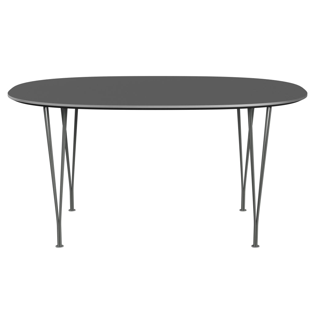 Superellipse™ - B612, Dining Table, 150 X 100 Cm (Table Height - 72 Cm) by Fritz Hansen #Fenix / Grey Bromo (724)/Brushed metal / Aluminium - Matt/Powder Coated Steel / Silver Grey (170)