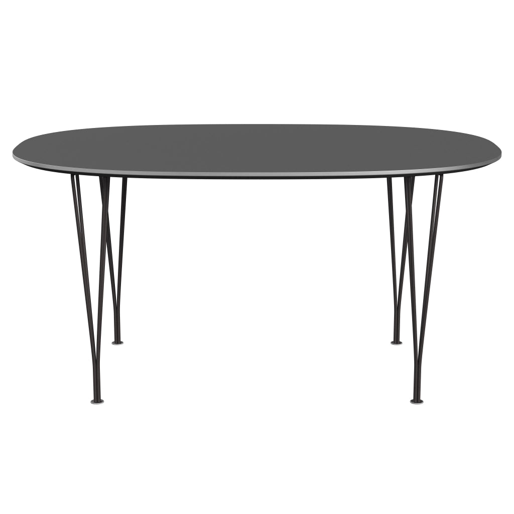 Superellipse™ - B612, Dining Table, 150 X 100 Cm (Table Height - 72 Cm) by Fritz Hansen #Fenix / Grey Bromo (724)/Brushed metal / Aluminium - Matt/Powder Coated Steel / Warm Graphite (180)