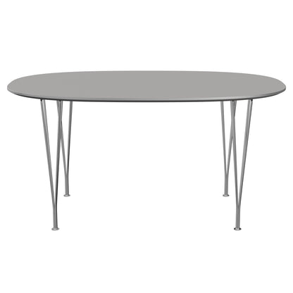 Superellipse™ - B612, Dining Table, 150 X 100 Cm (Table Height - 72 Cm) by Fritz Hansen #Fenix / Grey Efeso (725)/Brushed metal / Aluminium - Matt/Steel / Chrome