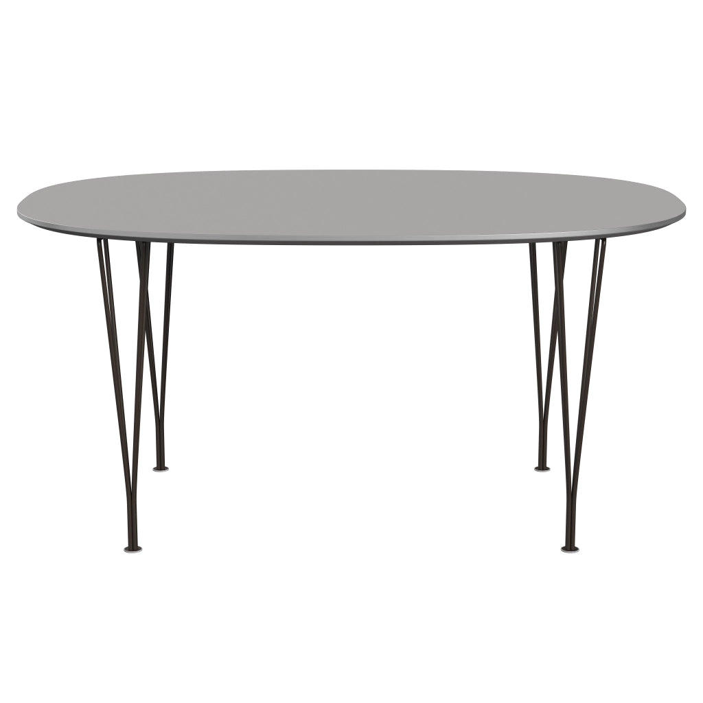 Superellipse™ - B612, Dining Table, 150 X 100 Cm (Table Height - 72 Cm) by Fritz Hansen #Fenix / Grey Efeso (725)/Brushed metal / Aluminium - Matt/Powder Coated Steel / Brown Bronze (390)